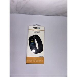 With It Stainless Steel Black Mesh Band for Fitbit Charge 5. New In Box